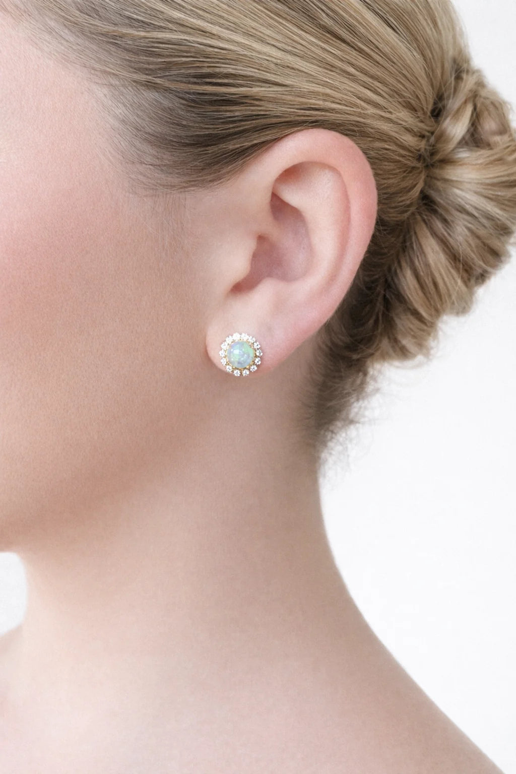 Aurora Opal Halo Stud Earrings