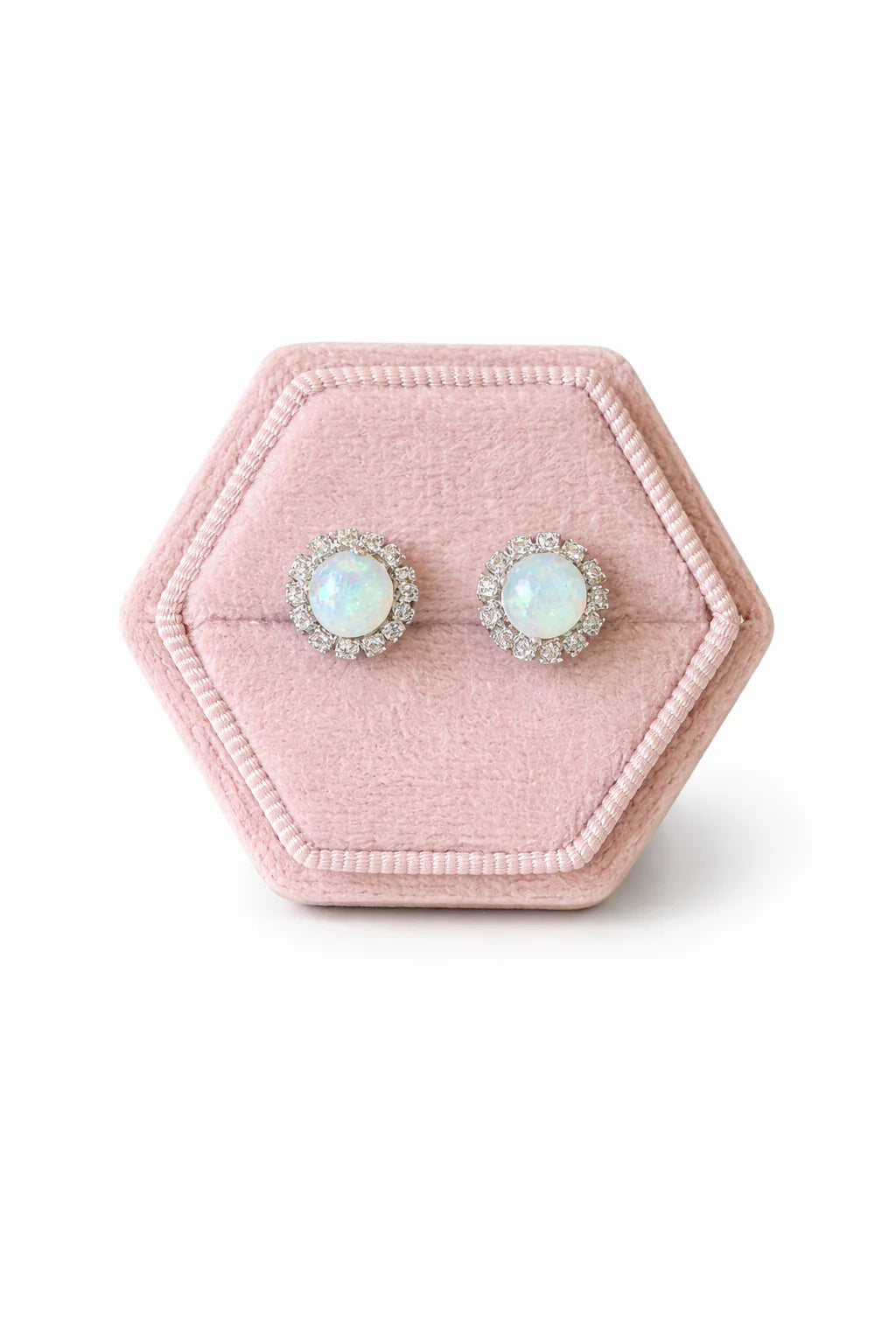 Aurora Opal Halo Stud Earrings