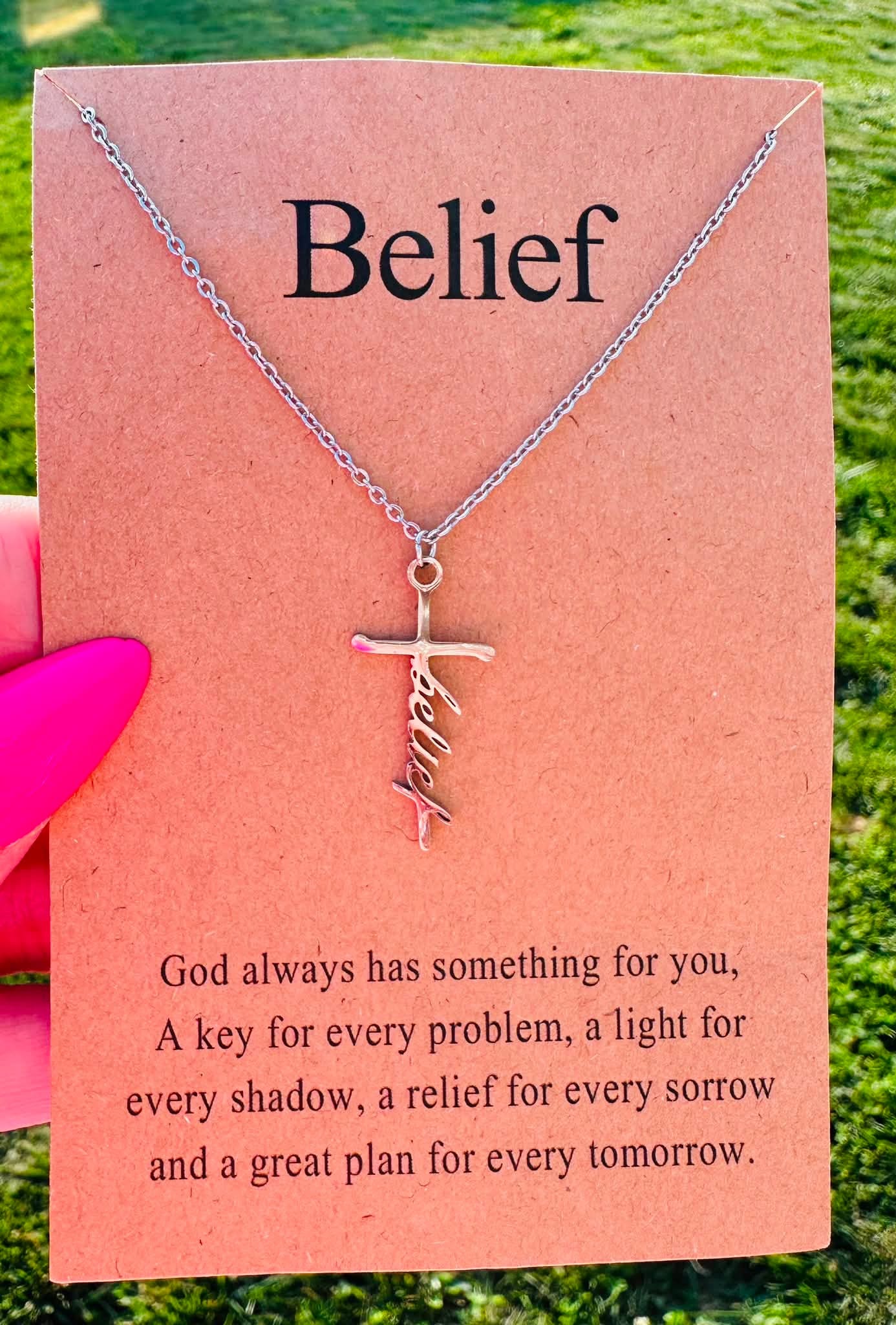 Waterproof Inspirational Cross Necklaces with Message Card