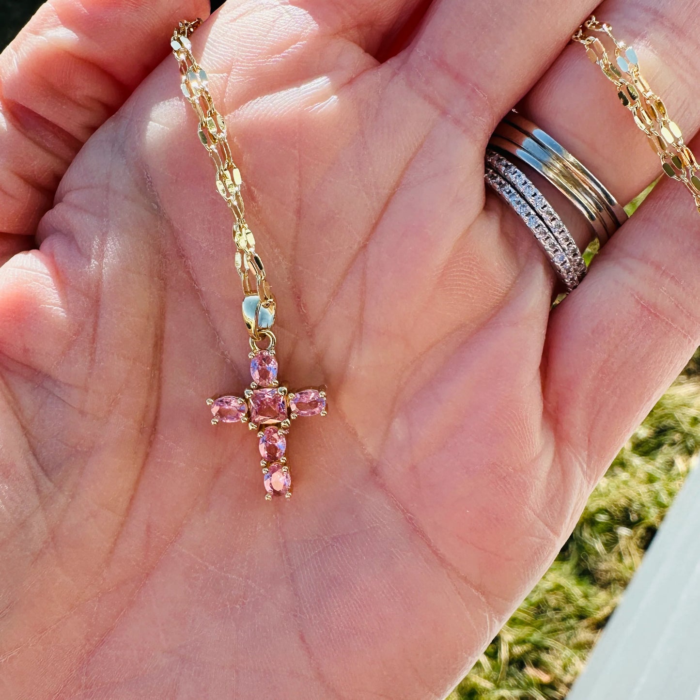 Blush Cross Pendant Necklace