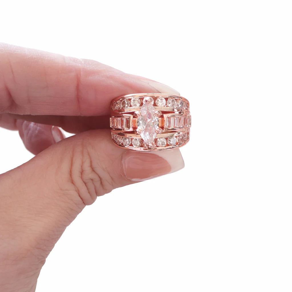 Victoria Marquise Cut Stacked Ring Champagne Gold