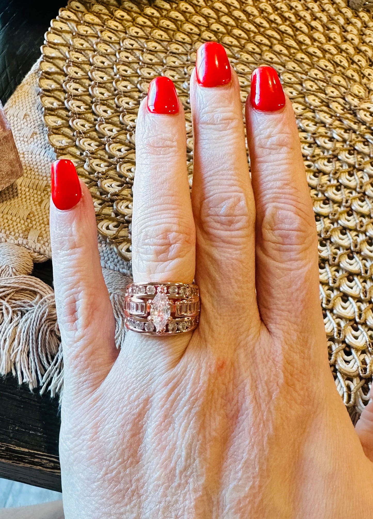 Victoria Marquise Cut Stacked Ring Champagne Gold