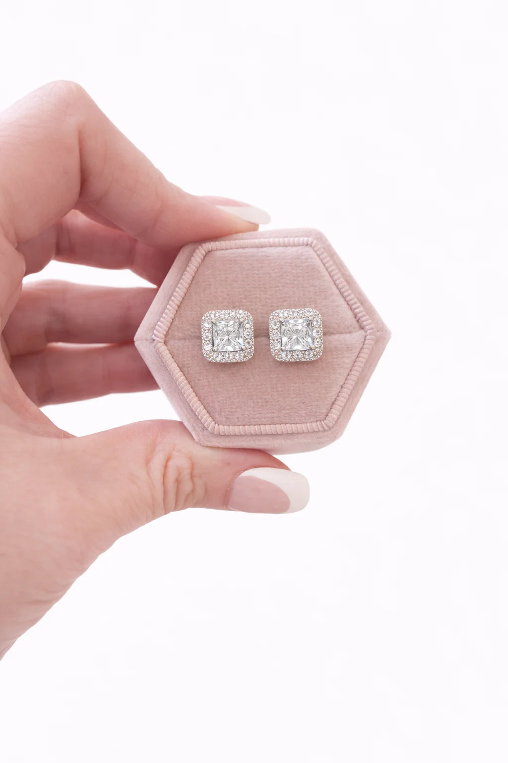 Olivia Halo Earrings Clear, Emerald, or Sapphire