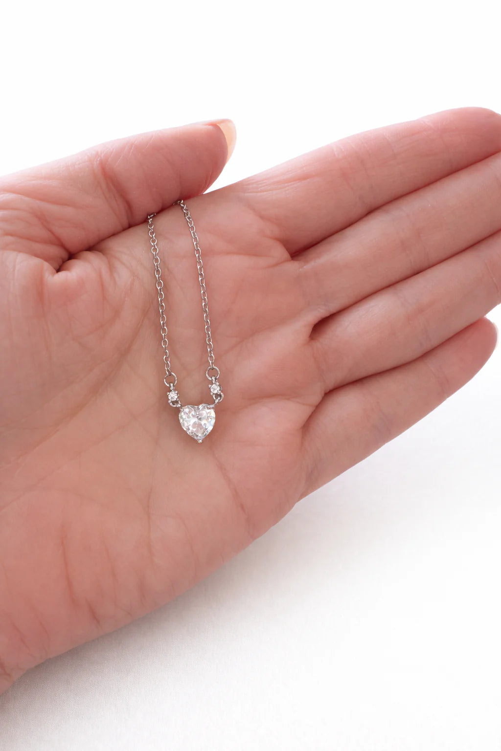 Charlotte Crystal Heart Necklace Pink or Clear