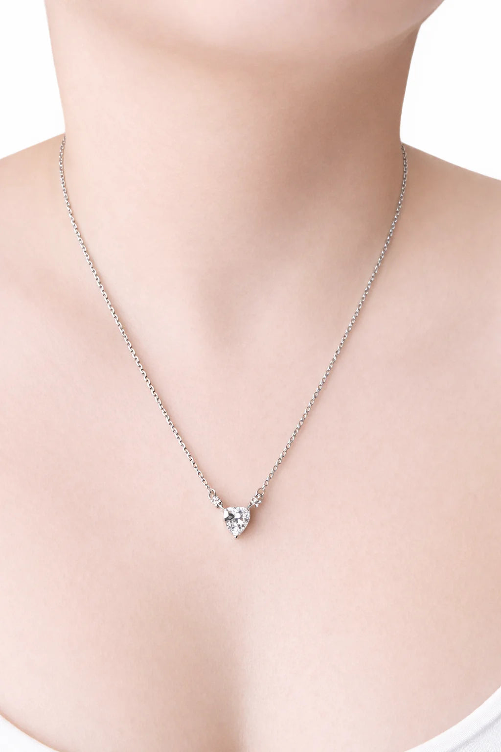 Charlotte Crystal Heart Necklace Pink or Clear