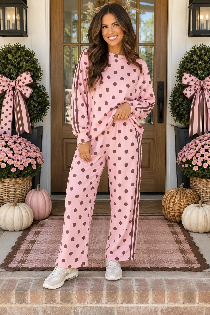 Pink Polka Dot Stripe Set