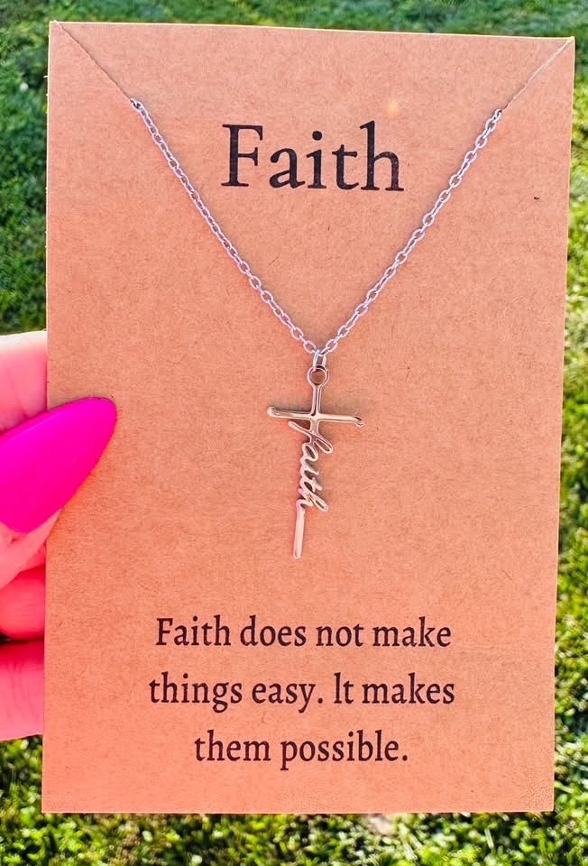 Waterproof Inspirational Cross Necklaces with Message Card