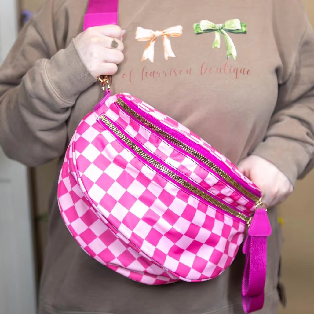 Chic Plaid Nylon Crossbody Bag – Large Capacity, Adjustable Strap & Multiple Pockets