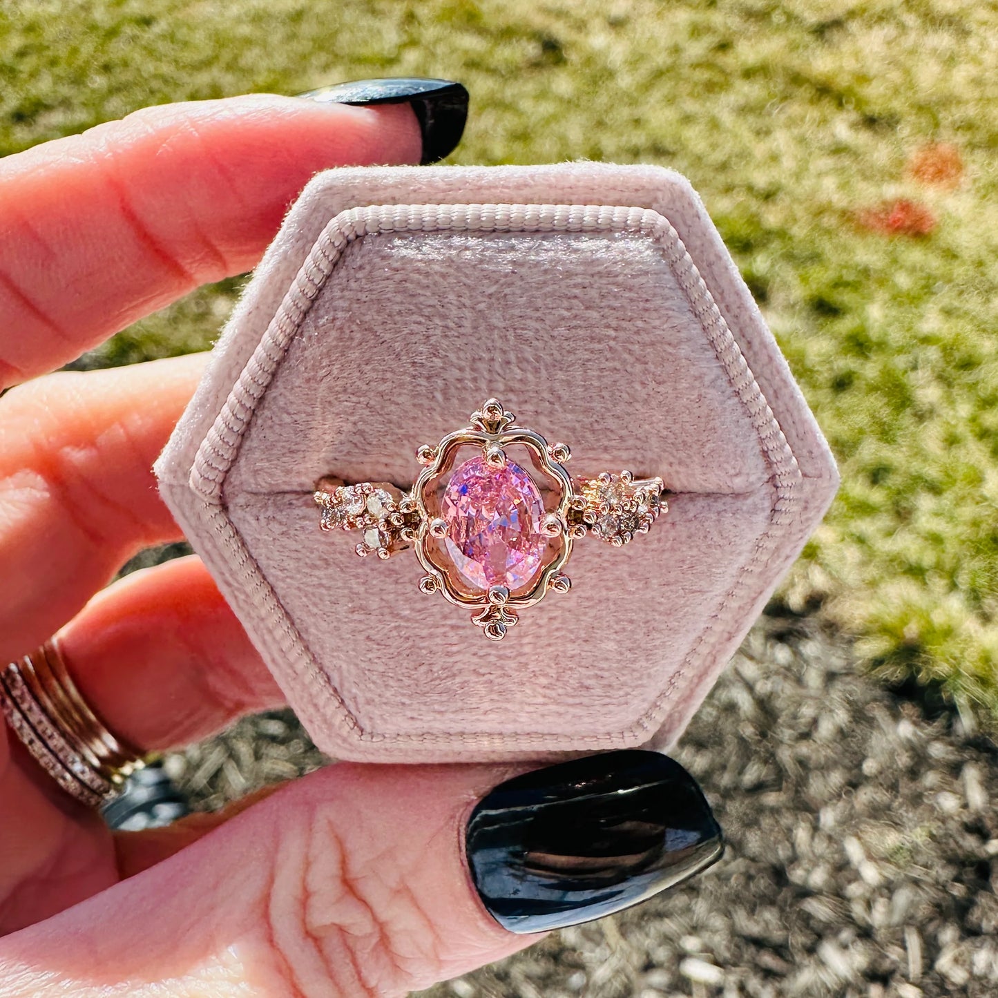 Jordin Sparkling Pink Rose Gold Ring