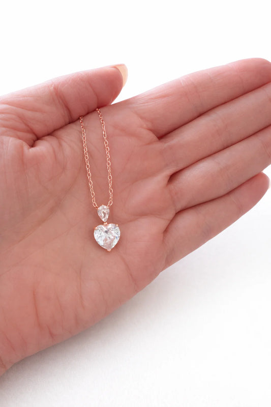 Lucy Heart Necklace- 18" Rose Gold