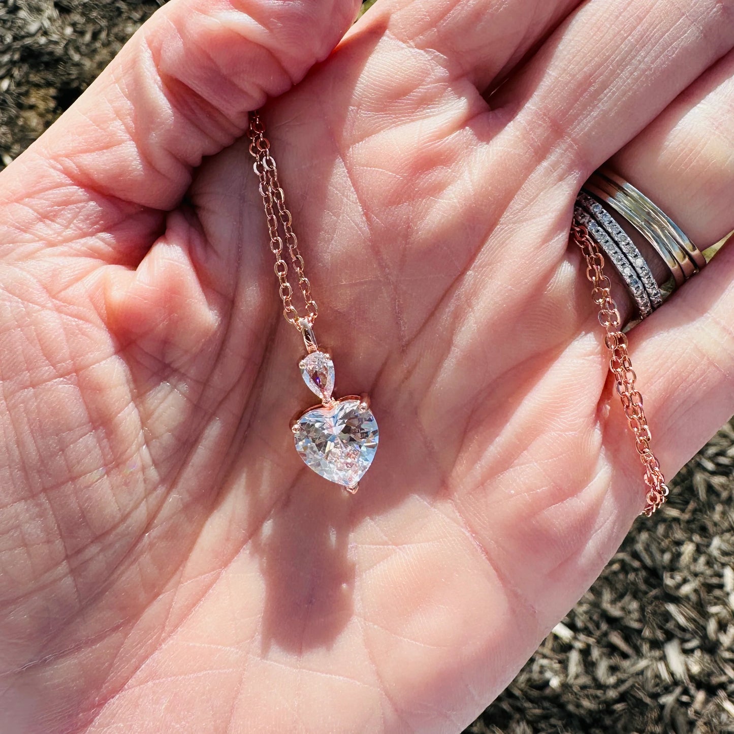 Lucy Heart Necklace- 18" Rose Gold