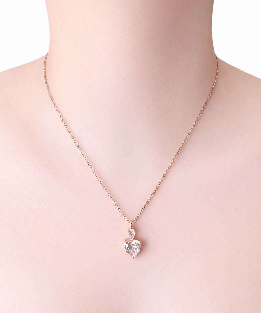 Lucy Heart Necklace- 18" Rose Gold