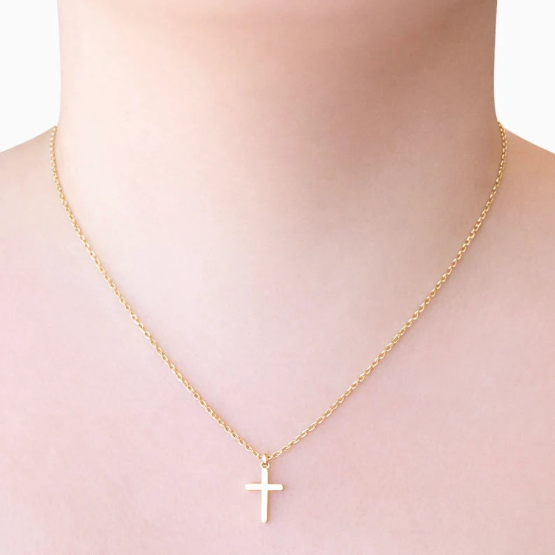 Michelle Cross Necklace- 18" Gold or SIlver