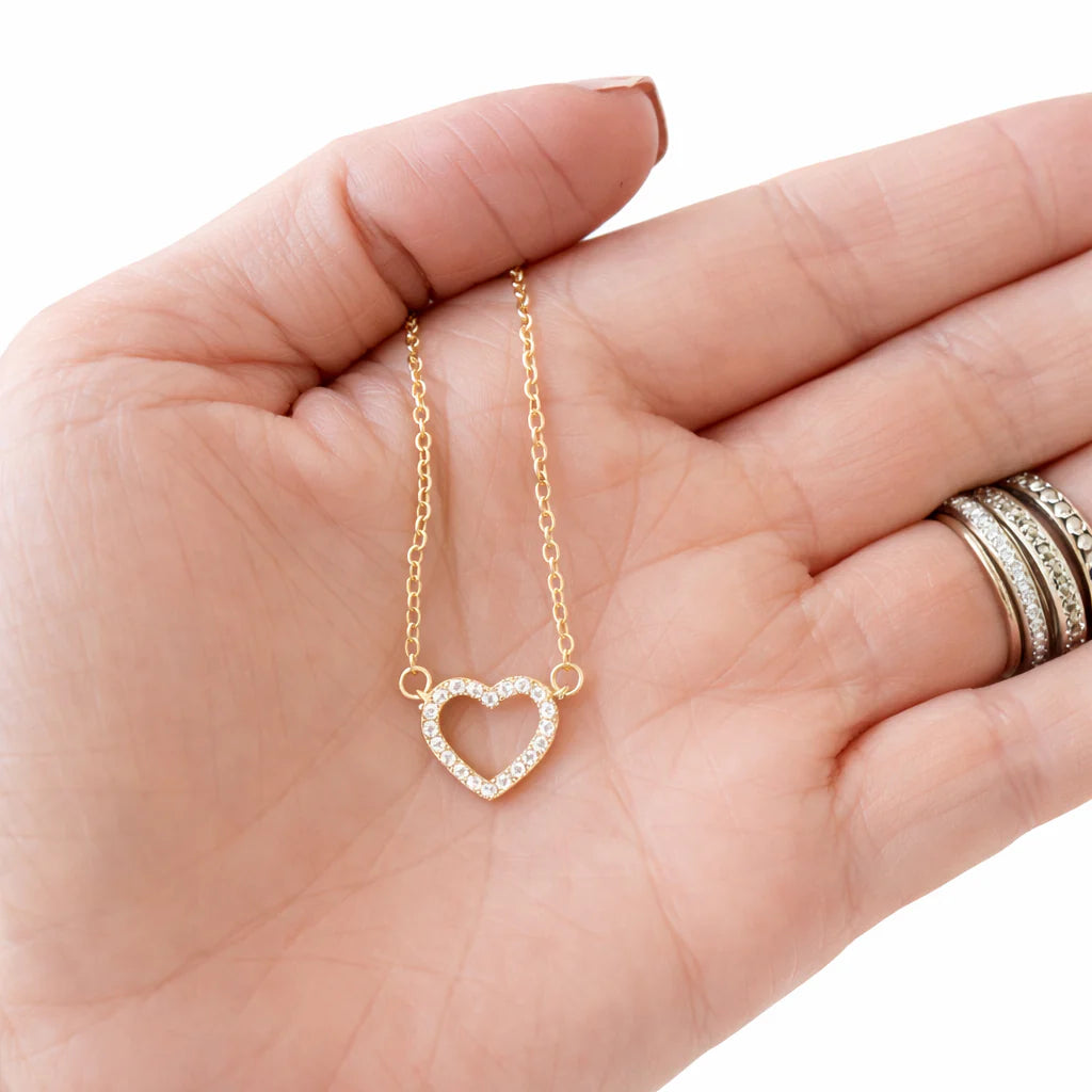 Natalie Open Heart Necklace- Gold or SIlver