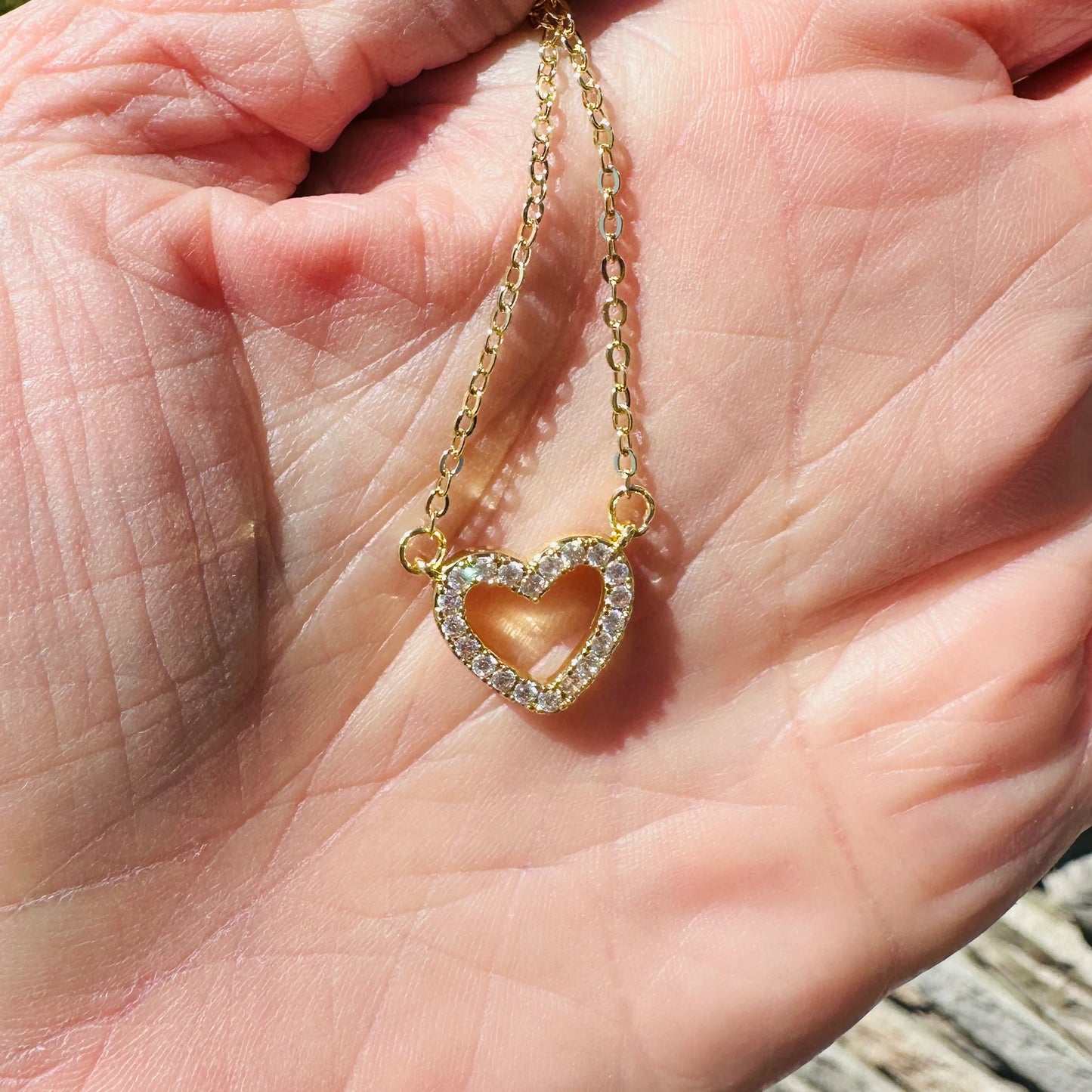 Natalie Open Heart Necklace- Gold or SIlver
