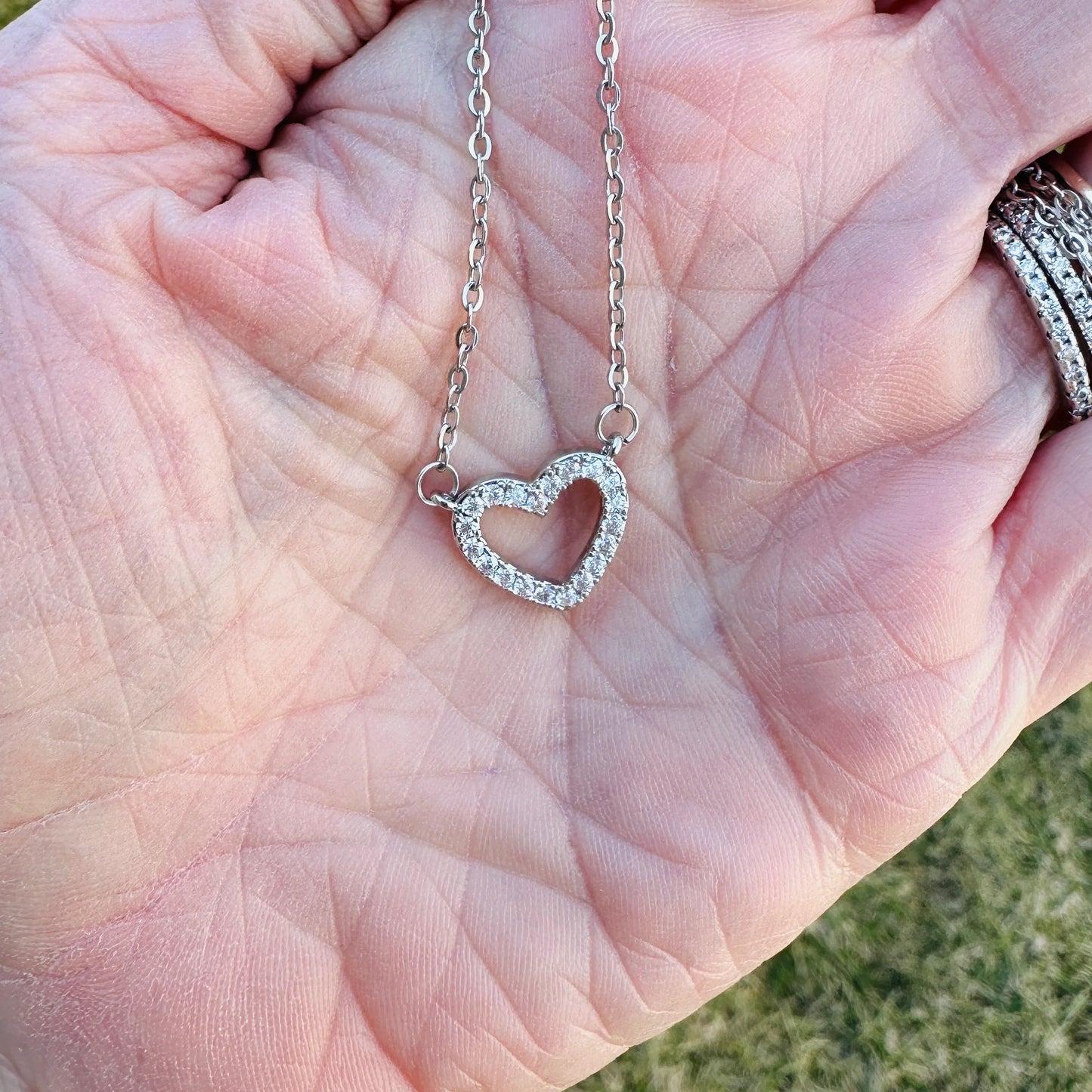 Natalie Open Heart Necklace- Gold or SIlver