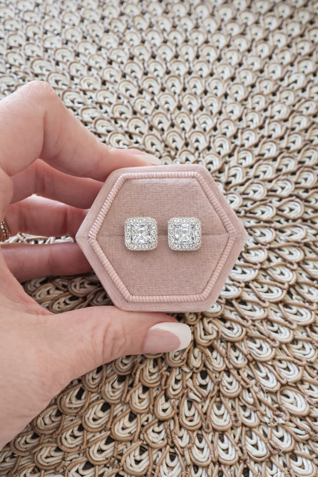 Olivia Halo Earrings Clear, Emerald, or Sapphire