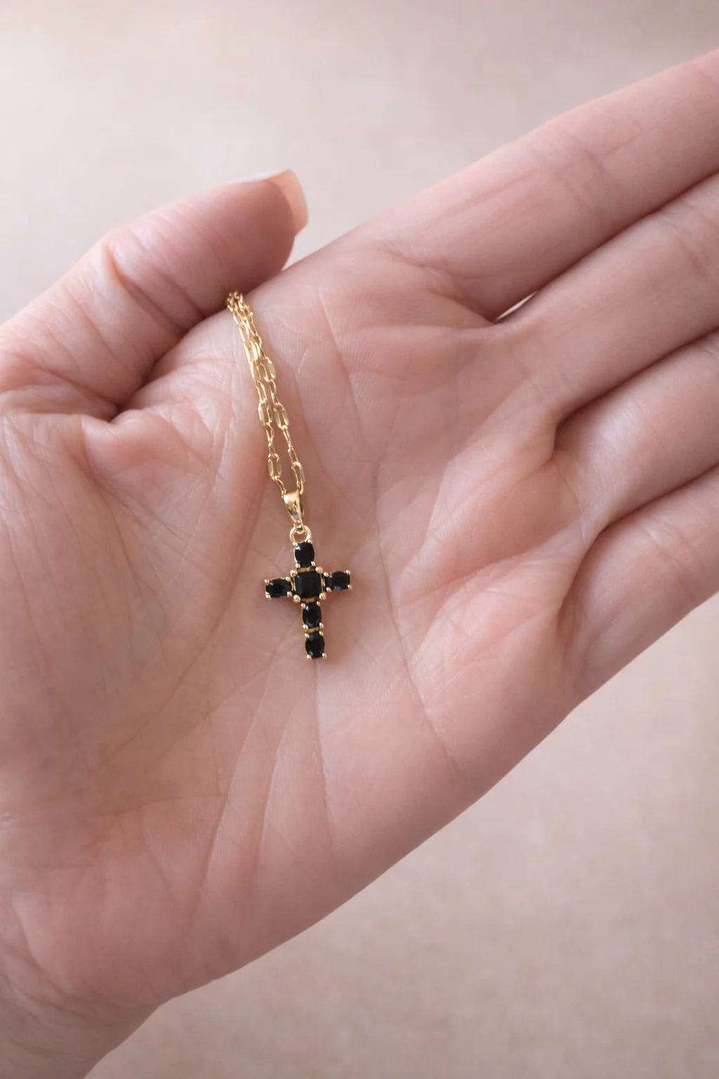 Onyx Cross Pendant Necklace