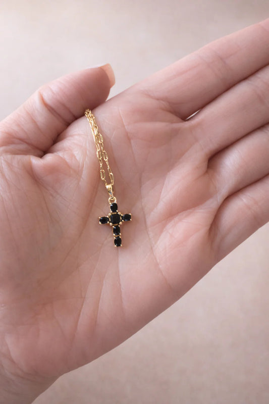 Onyx Cross Pendant Necklace