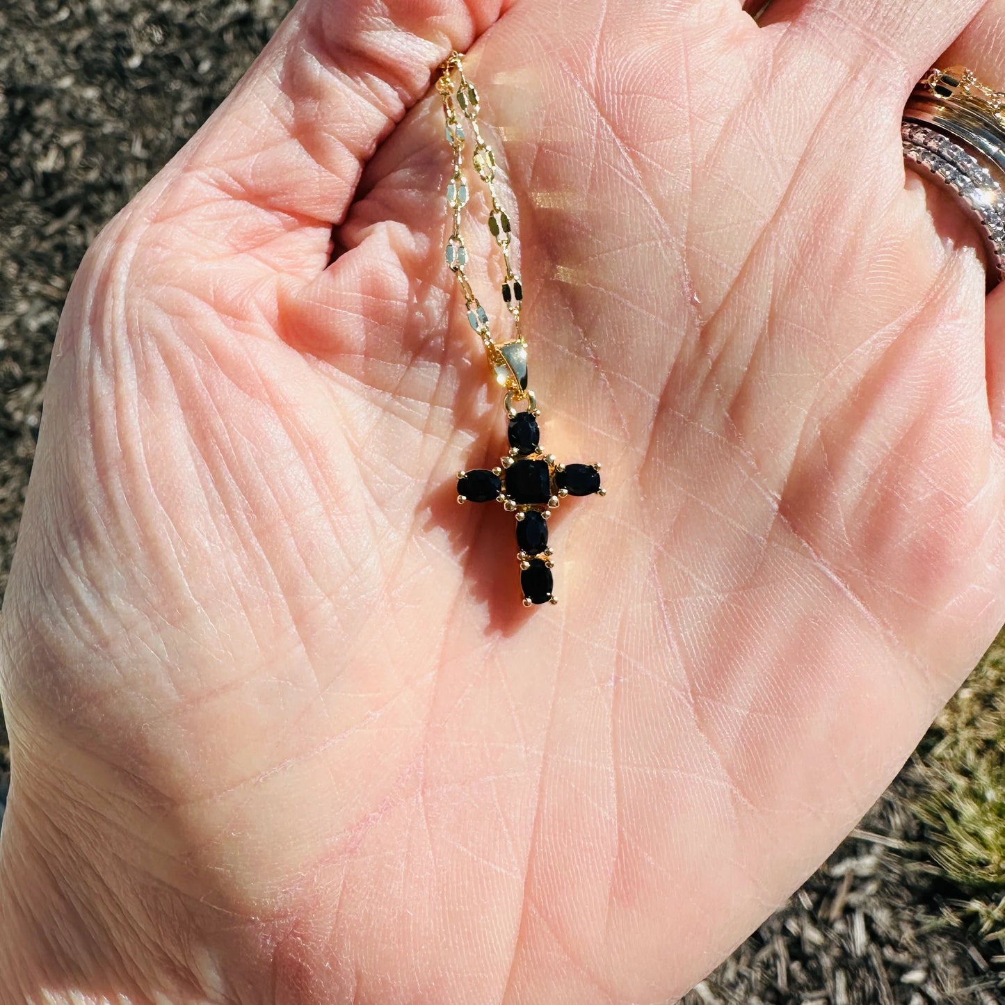 Onyx Cross Pendant Necklace