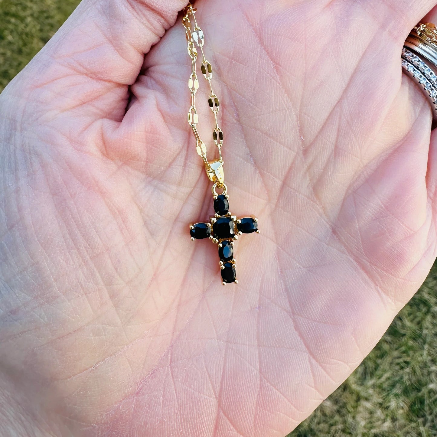 Onyx Cross Pendant Necklace