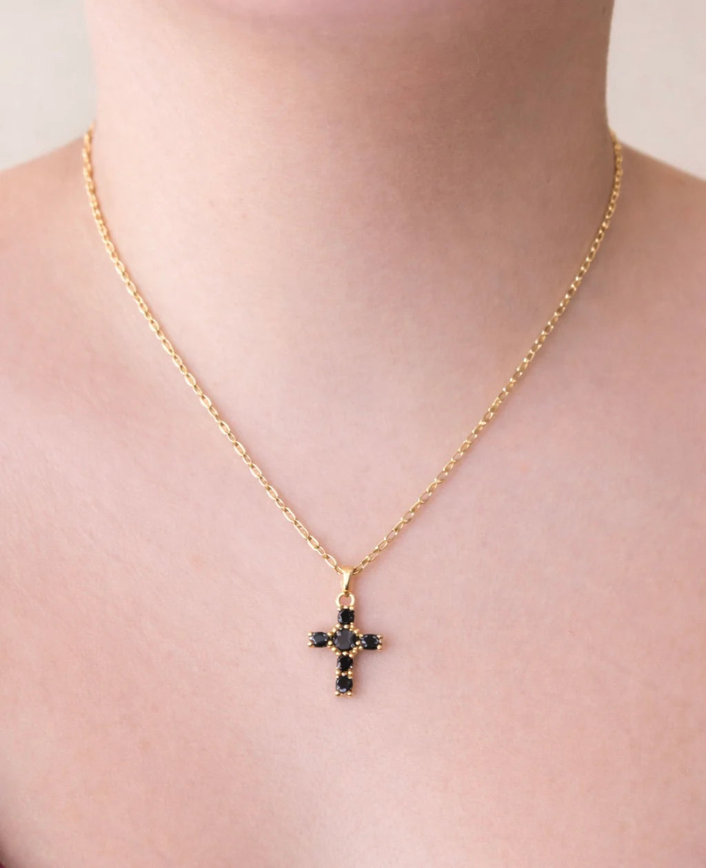 Onyx Cross Pendant Necklace