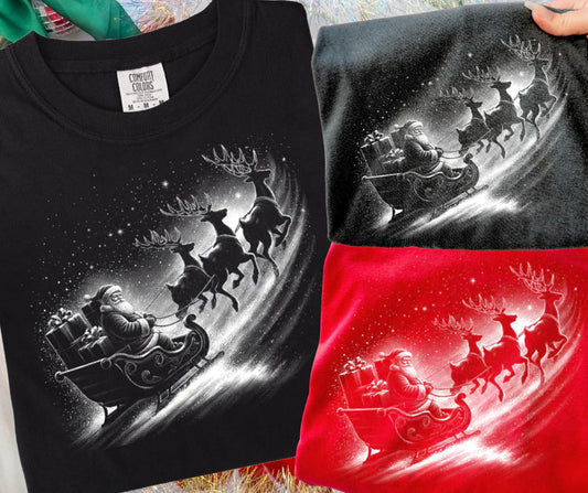 Santa Sleigh Whispy T~SHIRT