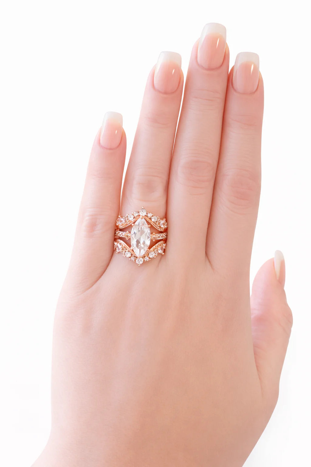 Rebecca 3 Piece Champagne Gold Ring Set
