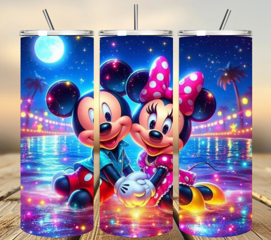 Mickey and Minnie Palm Trees 20 oz Stainless Steel Tumbler