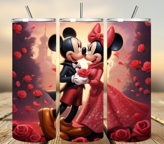 Rose Love  Mickey and Minnie 20 oz Stainless Steel Tumbler