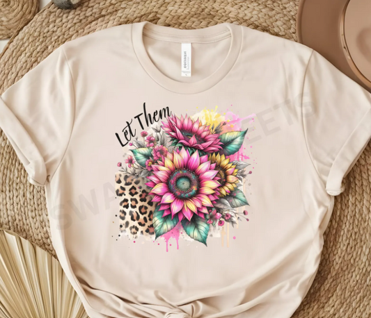 Let Them Cheetah Sunflower T~Shirt