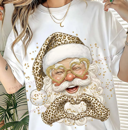 Cheetah Heart Hands Santa T~Shirt