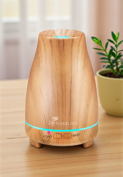 Wood Grain Essential Oil Diffuser – LED Aromatherapy Cool Mist Humidifier