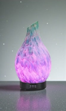 Hand-Blown Glass Feather Diffuser – Color-Changing Aromatherapy Humidifier 7 color changing options