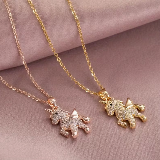 Kids Sparkle Unicorn Pendant Necklace – Available in Rose Gold & Gold