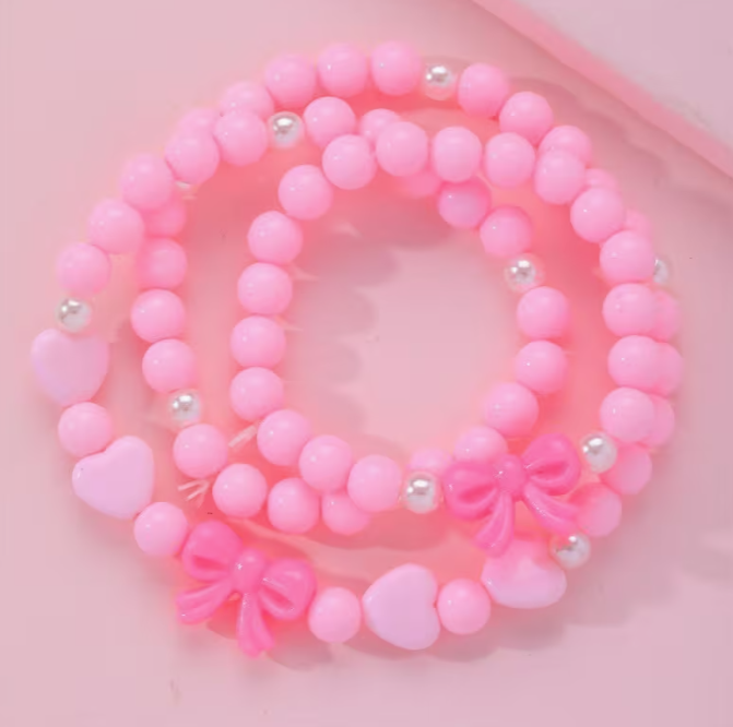 Kids Pink Bow Necklace & Bracelet Set – Adorable Matching Jewelry for Little Fashionistas! 💕✨