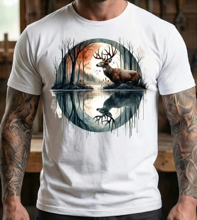 Buck Sunset Silhouette Men's T Shirt