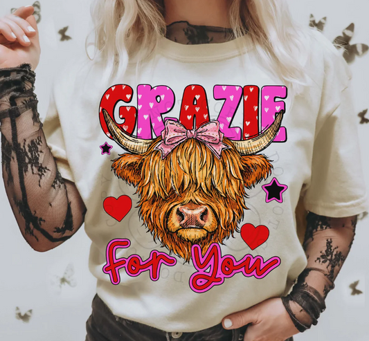 Grazie for You Shaggy Cow T Shirt