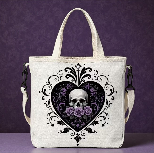Skull Heart Tote Bag