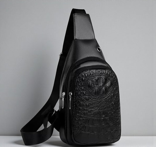Alligator Embossed Sling Crossbody Bag