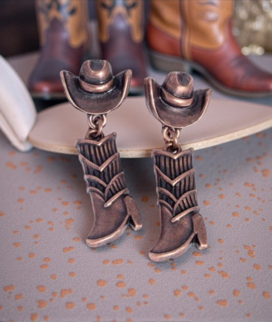 🤠 Western Boot Dangle Earrings – Rustic Cowgirl Charm