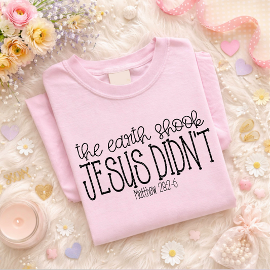 The Earth Shook, Jesus Didn't T~SHIRT, SWEATSHIRT, HOODIE LISTING