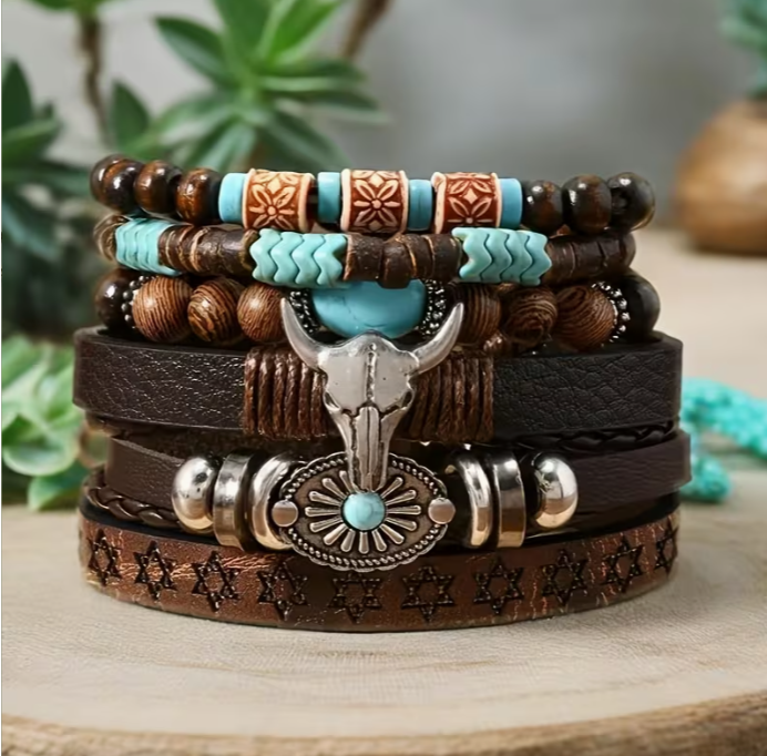 Western Turquoise Layered Bracelet Set