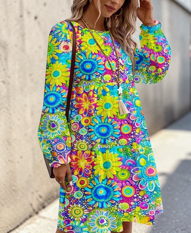 🌈 Retro Bloom Spring Plus Size Dress