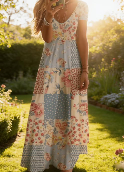 🌸 Wildflower Patchwork Maxi Dress