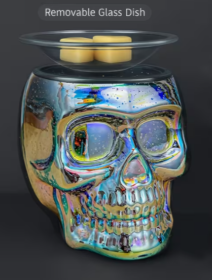 💀✨ Iridescent Skull Wax Warmer Electric  – Color-Changing Glow