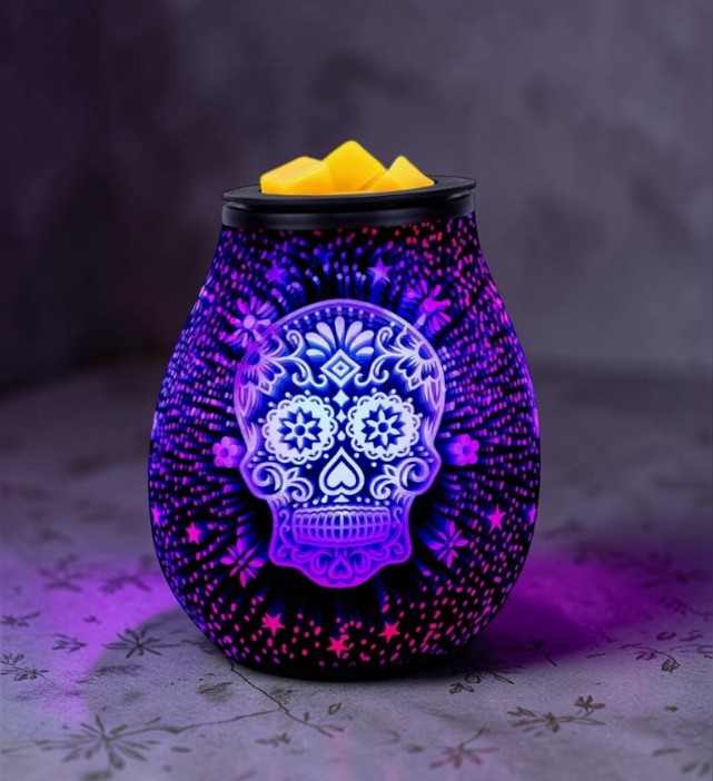 💀✨ Sugar Skull Glow Wax Warmer – Color-Changing Vibes