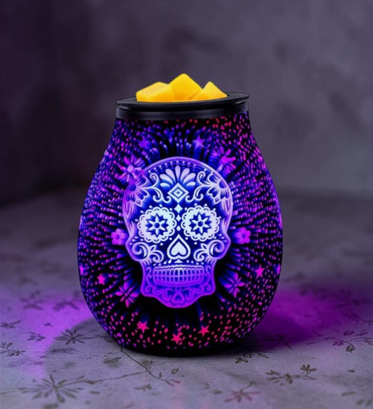 💀✨ Sugar Skull Glow Wax Warmer – Color-Changing Vibes