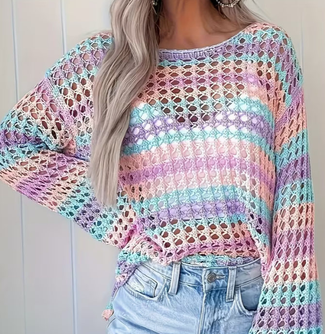 Pastel Dream Crochet Knit Top