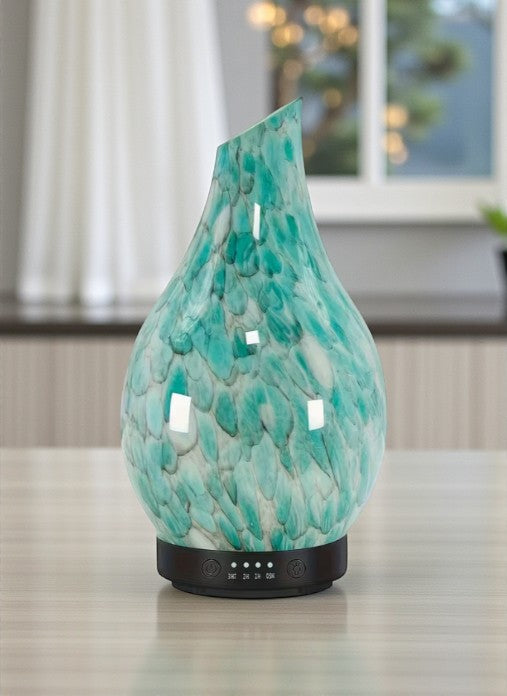 Hand-Blown Glass Feather Diffuser – Color-Changing Aromatherapy Humidifier 7 color changing options